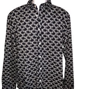 Michael Brandon slim fit men’s L bamboo print‎ black background long-sleeve